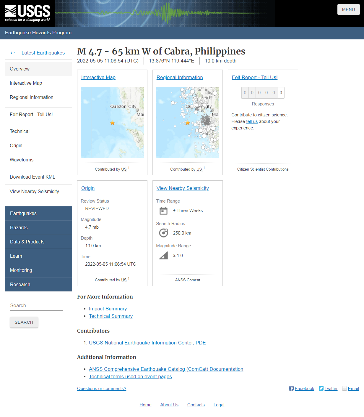 M 4.7 - 65 km W of Cabra, Philippines.png