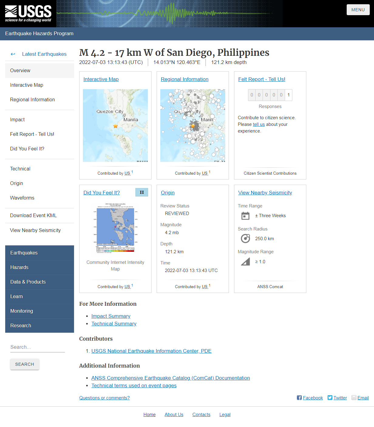 M 4.2 - 17 km W of San Diego, Philippines.png