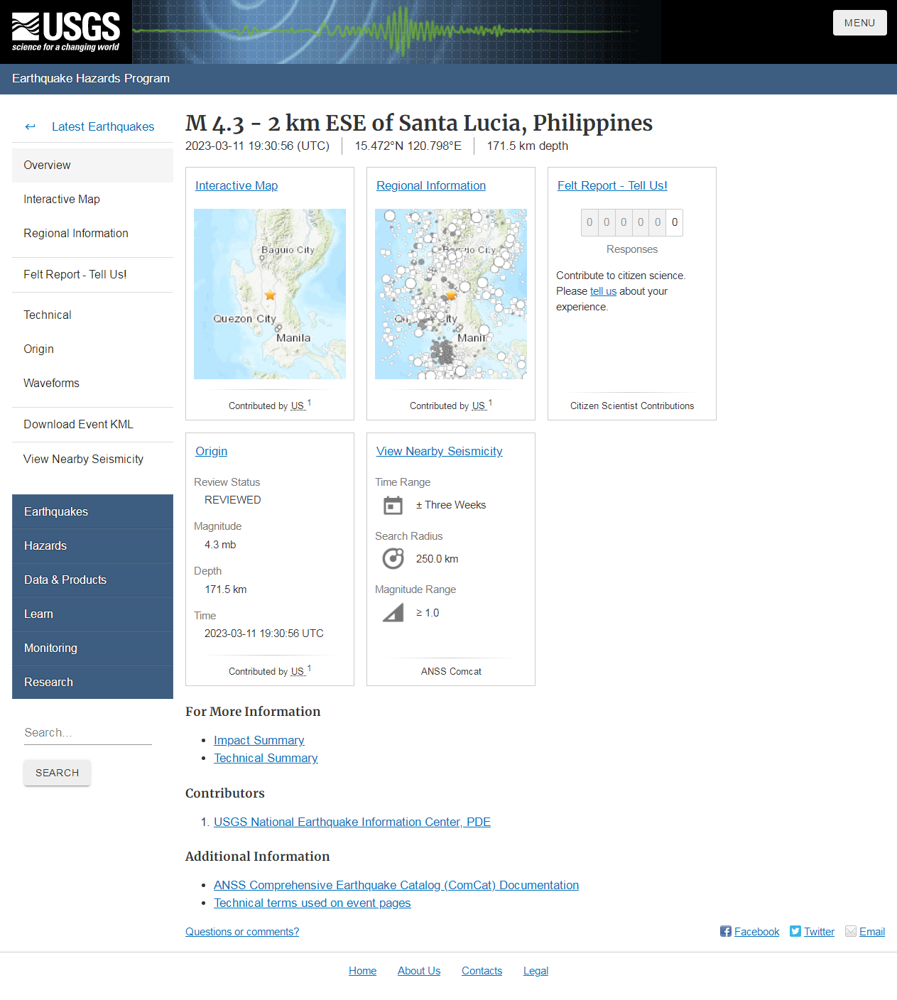 M 4.3 - 2 km ESE of Santa Lucia, Philippines.png