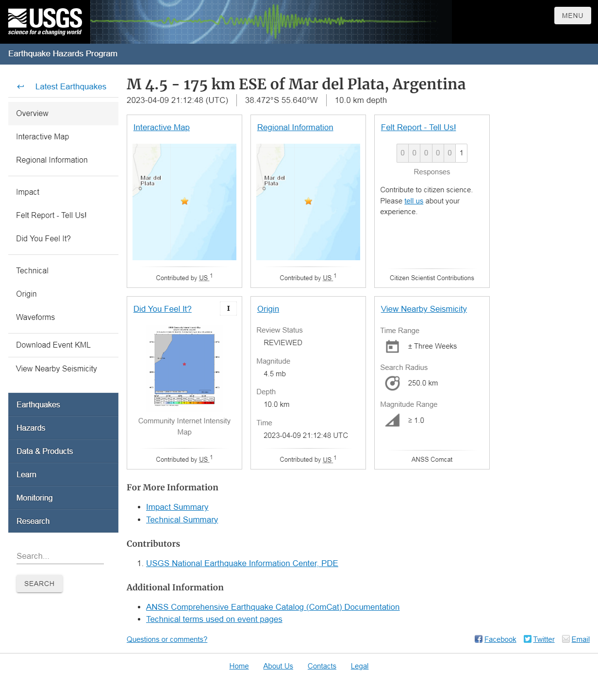 M 4.5 - 175 km ESE of Mar del Plata, Argentina.png