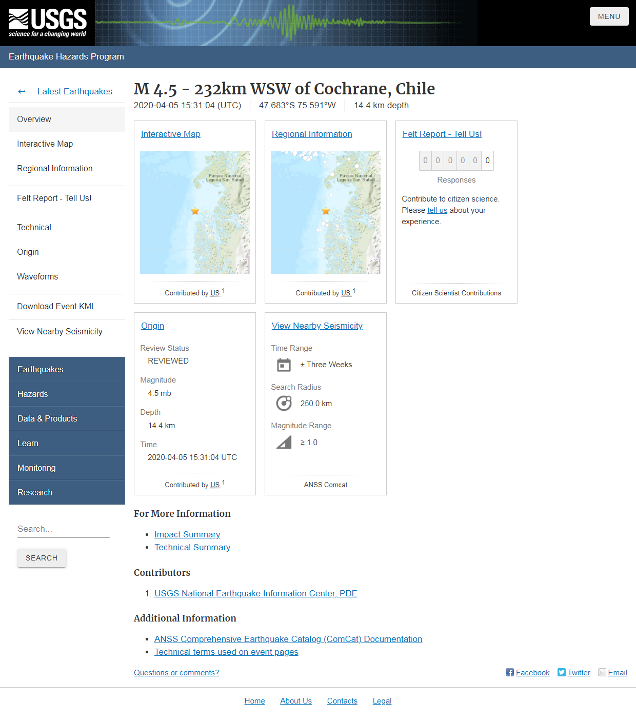 M 4.5 - 232km WSW of Cochrane, Chile.png