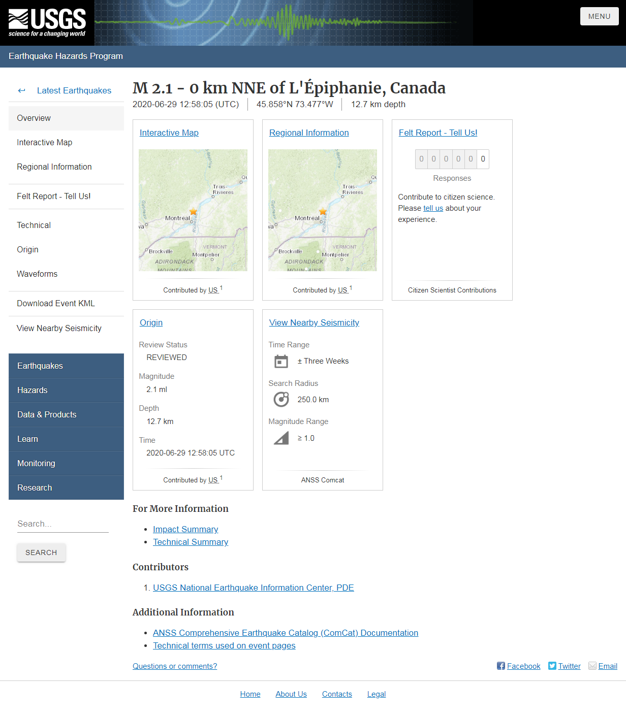 M 2.1 - 0 km NNE of L'&Eacute;piphanie, Canada.png