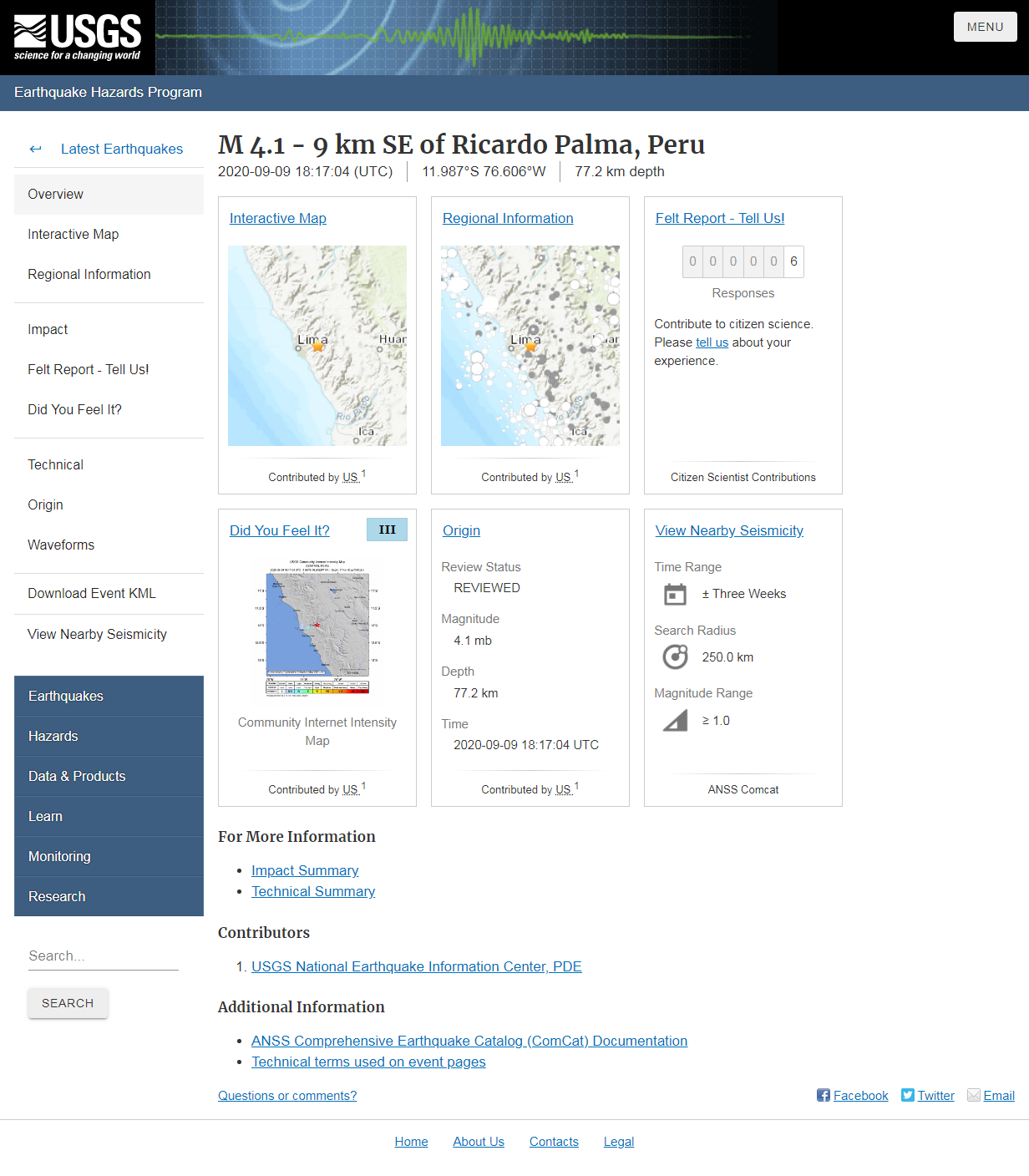 M 4.1 - 9 km SE of Ricardo Palma, Peru.png