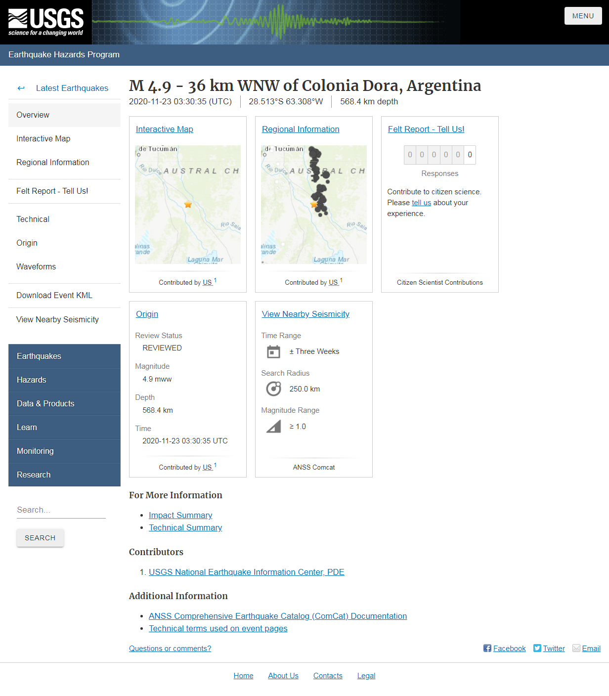 M 4.9 - 36 km WNW of Colonia Dora, Argentina.png