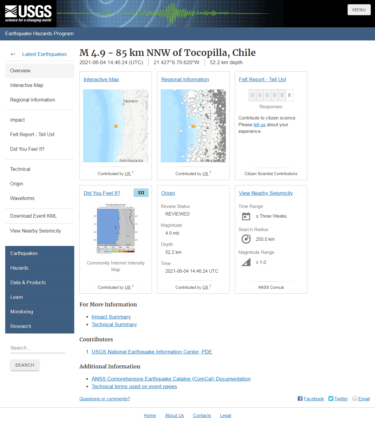M 4.9 - 85 km NNW of Tocopilla, Chile.png