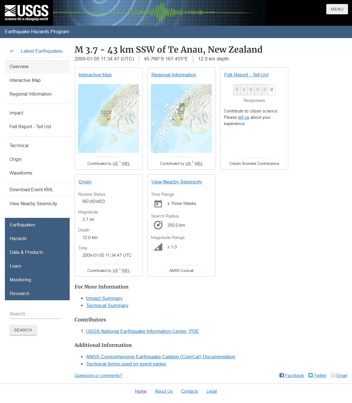 M 3.7 - 43 km SSW of Te Anau, New Zealand.png