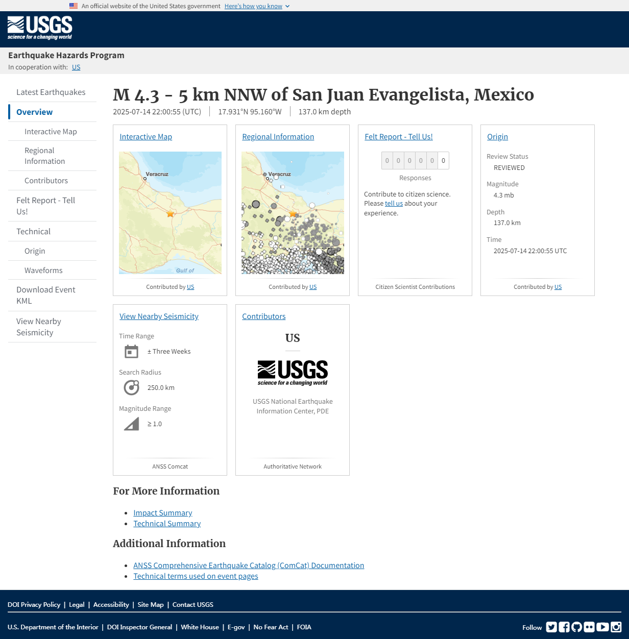 M 4.3 - 5 km NNW of San Juan Evangelista, Mexico.png