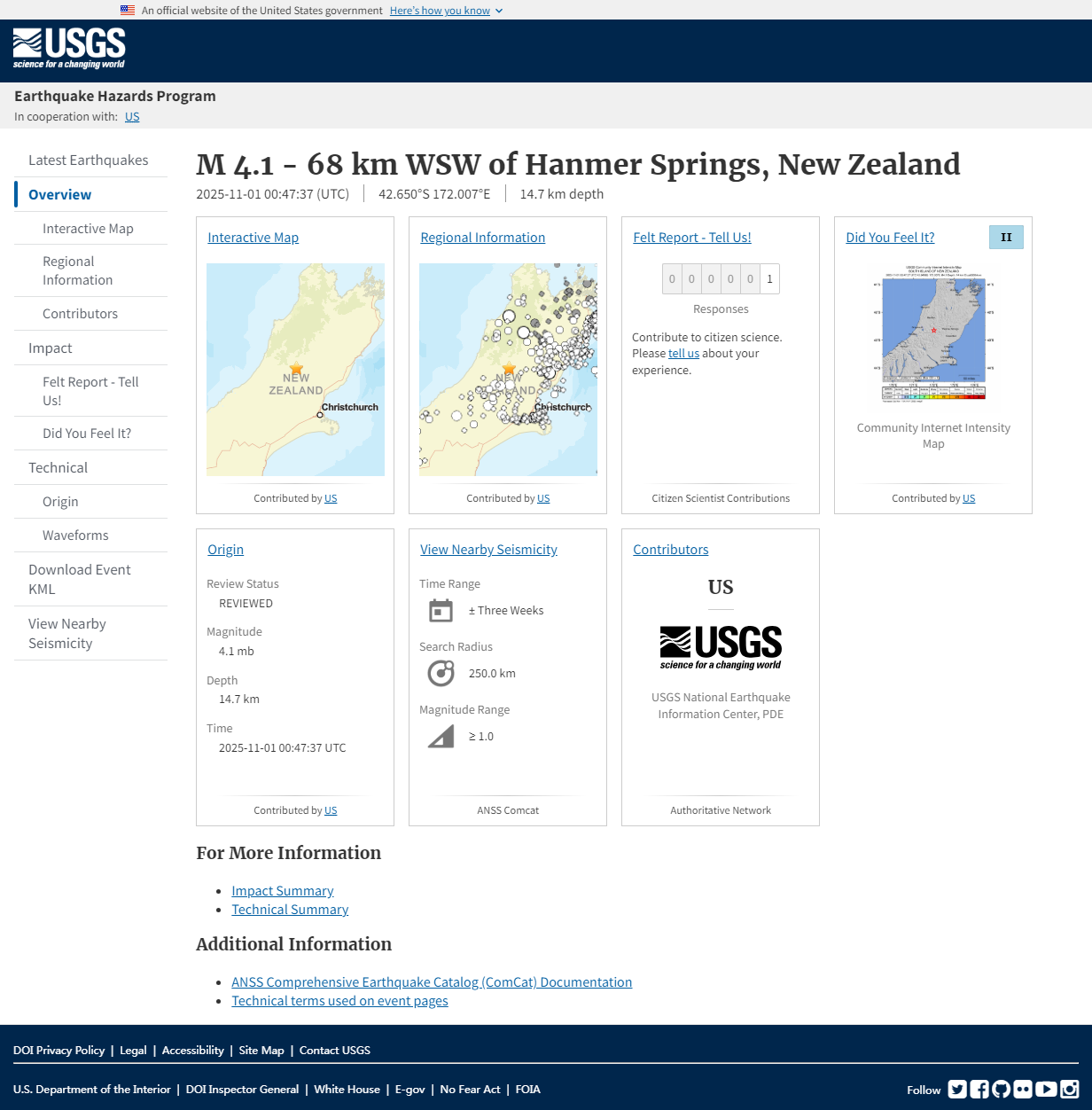 M 4.1 - 68 km WSW of Hanmer Springs, New Zealand.png