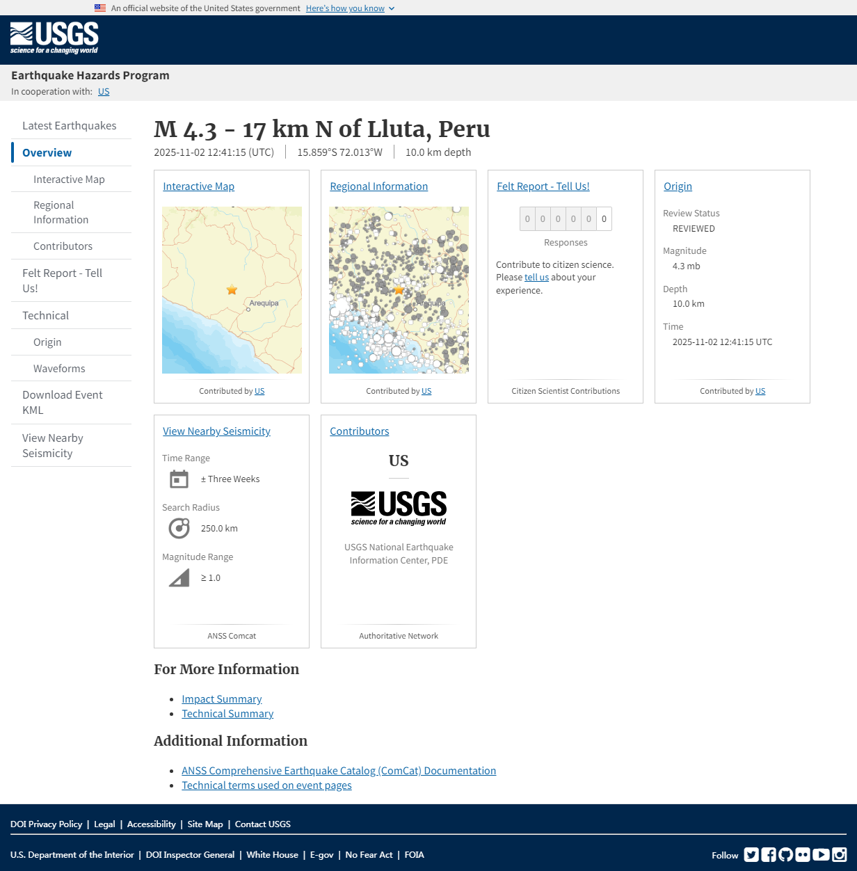 M 4.3 - 17 km N of Lluta, Peru.png