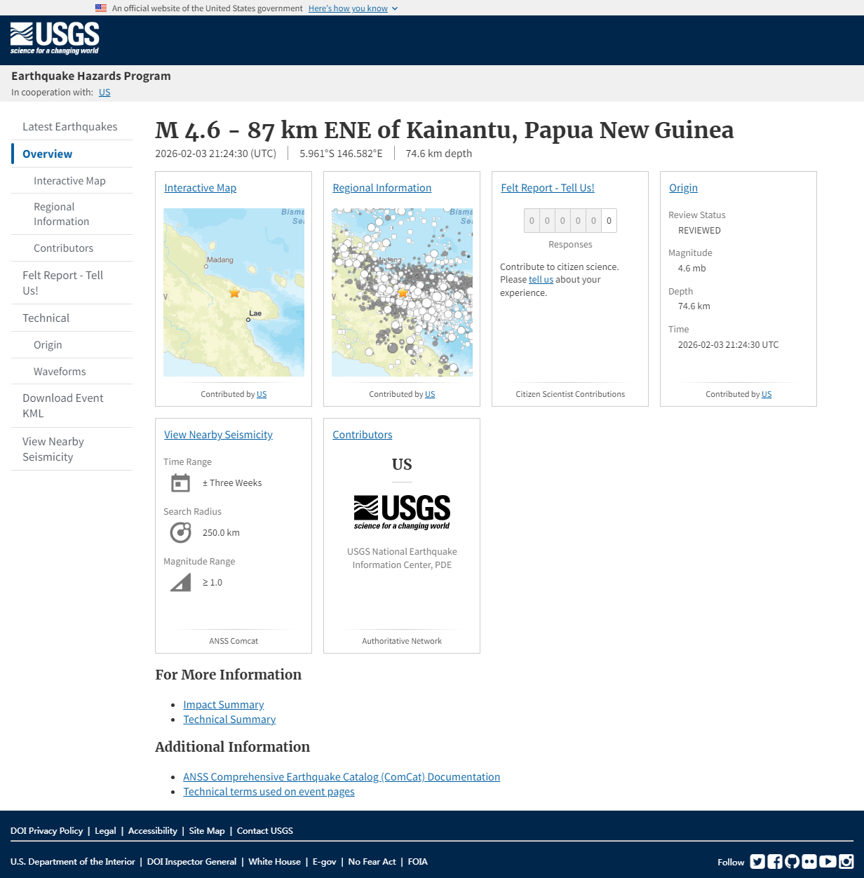 M 4.6 - 87 km ENE of Kainantu, Papua New Guinea.png