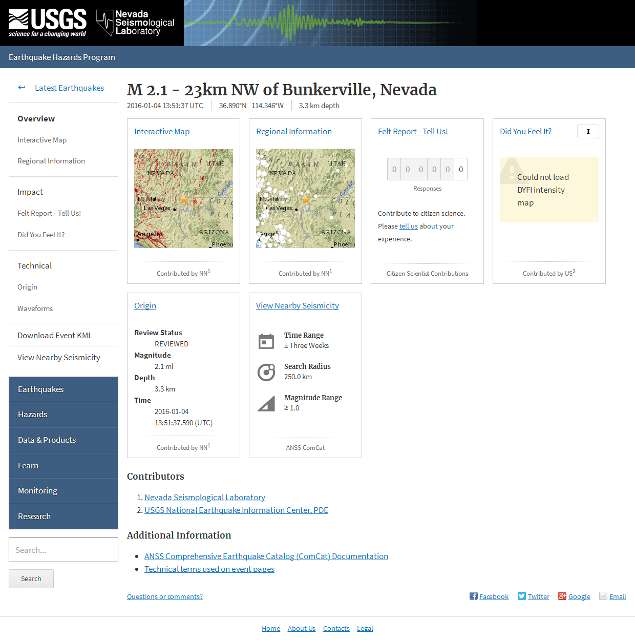 M 2.1 - 23km NW of Bunkerville, Nevada.png