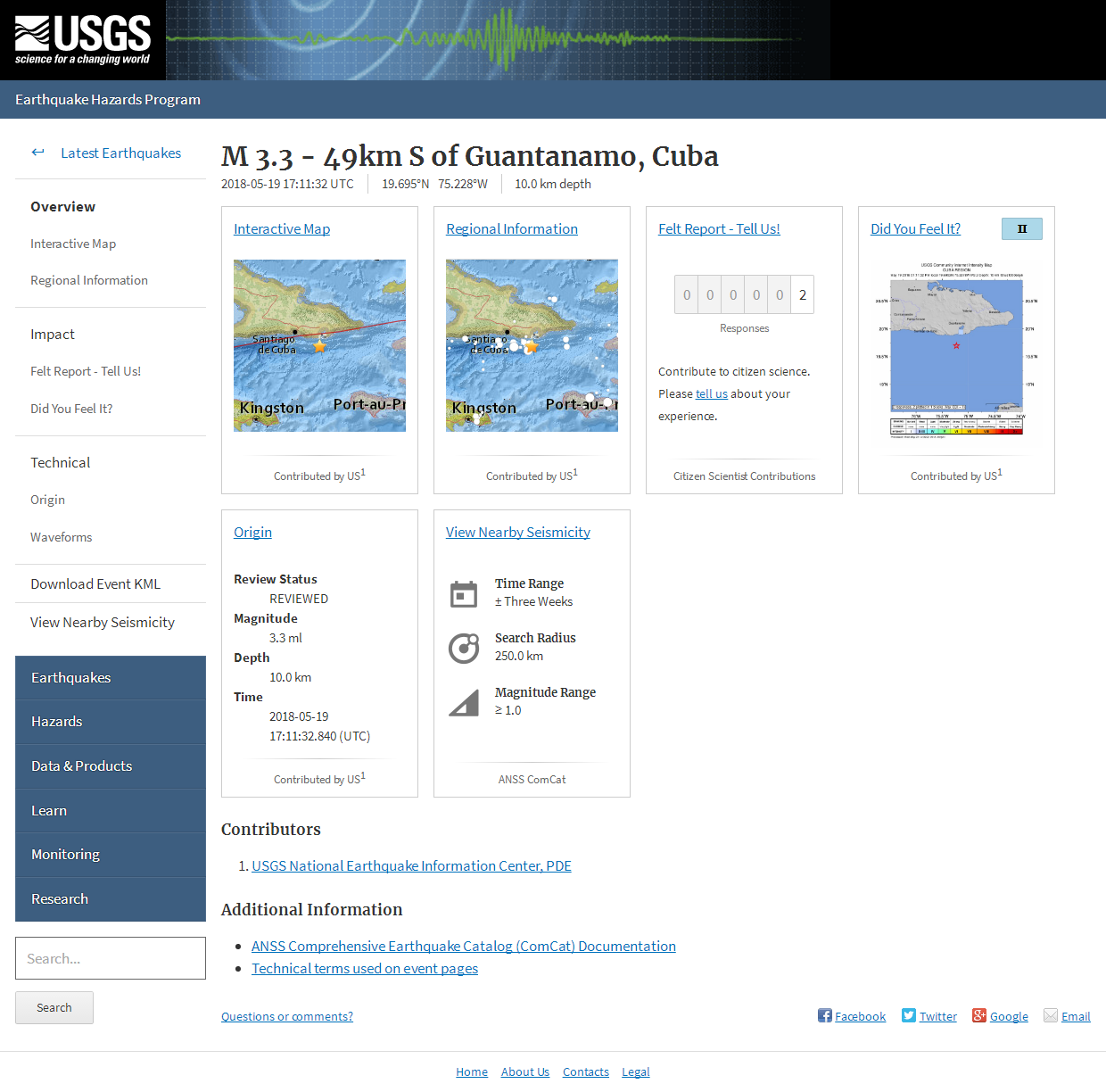 M 3.3 - 49km S of Guantanamo, Cuba.png
