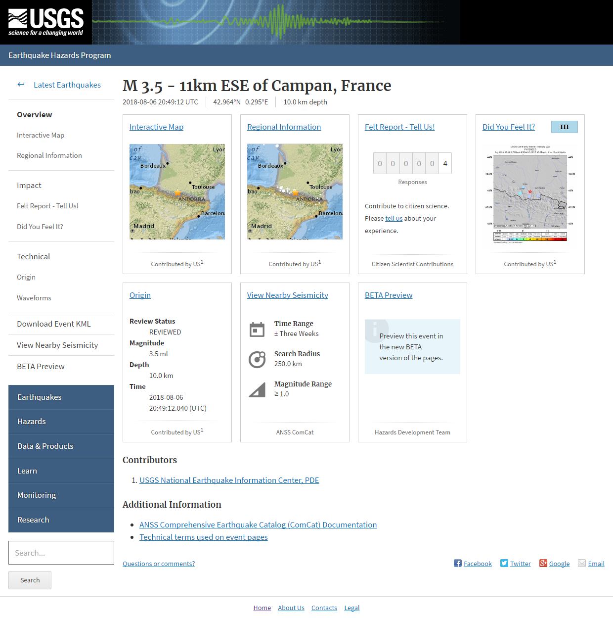 M 3.5 - 11km ESE of Campan, France.png