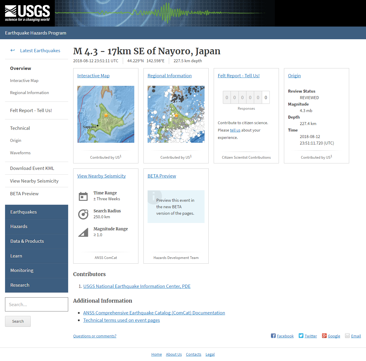 M 4.3 - 17km SE of Nayoro, Japan.png