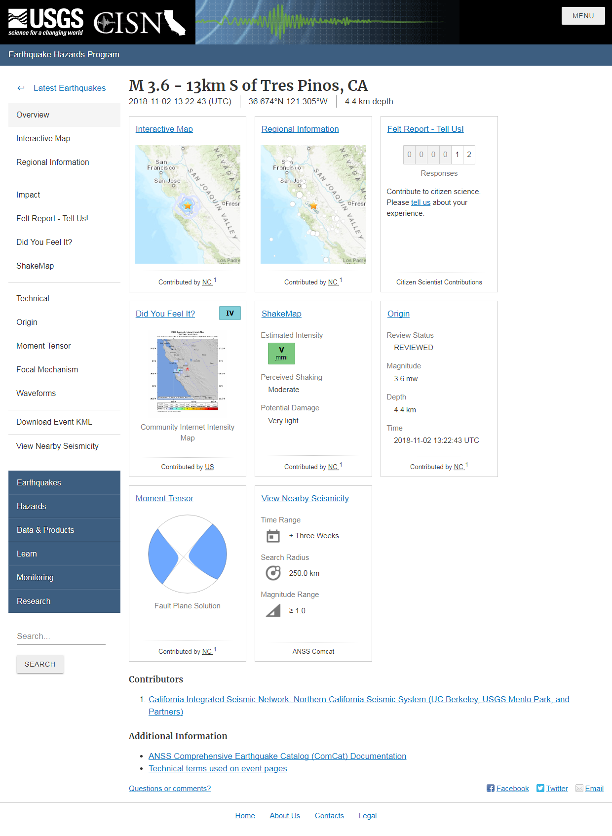 M 3.6 - 13km S of Tres Pinos, CA.png