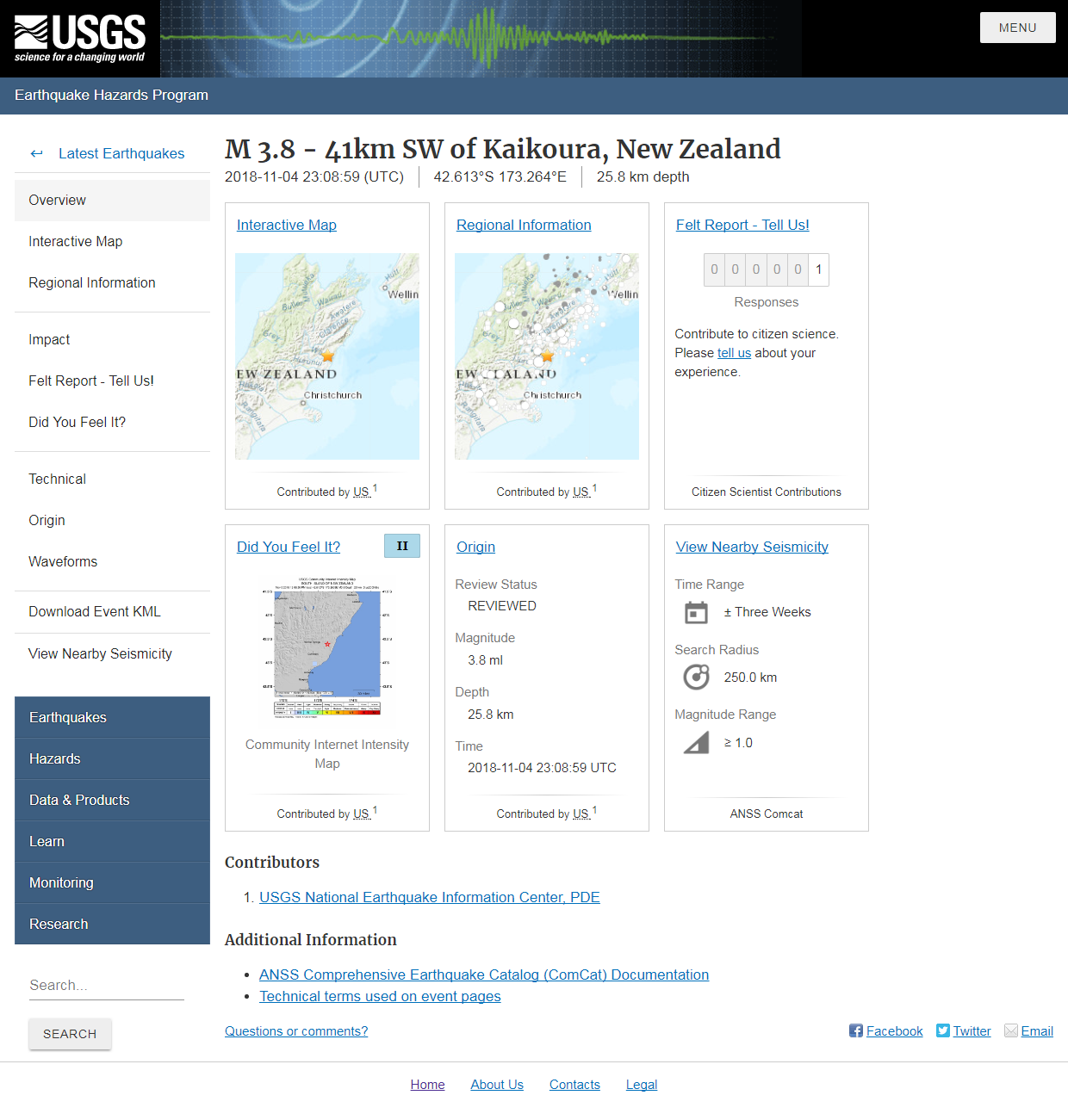 M 3.8 - 41km SW of Kaikoura, New Zealand.png