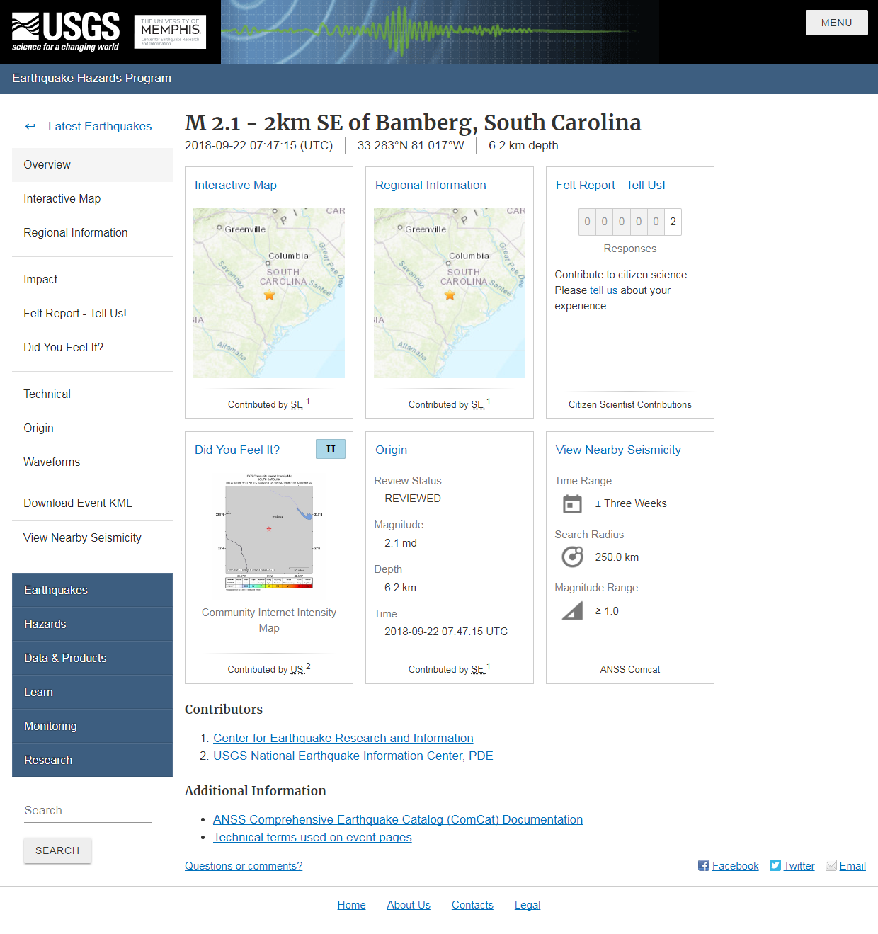M 2.1 - 2km SE of Bamberg, South Carolina.png