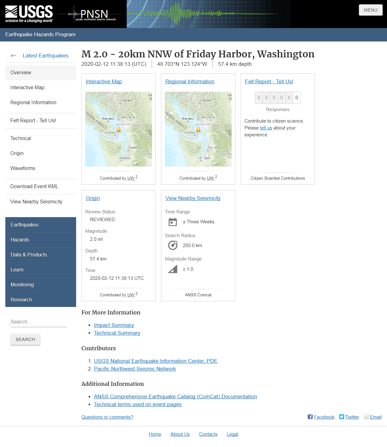 M 2.0 - 20km NNW of Friday Harbor, Washington.png