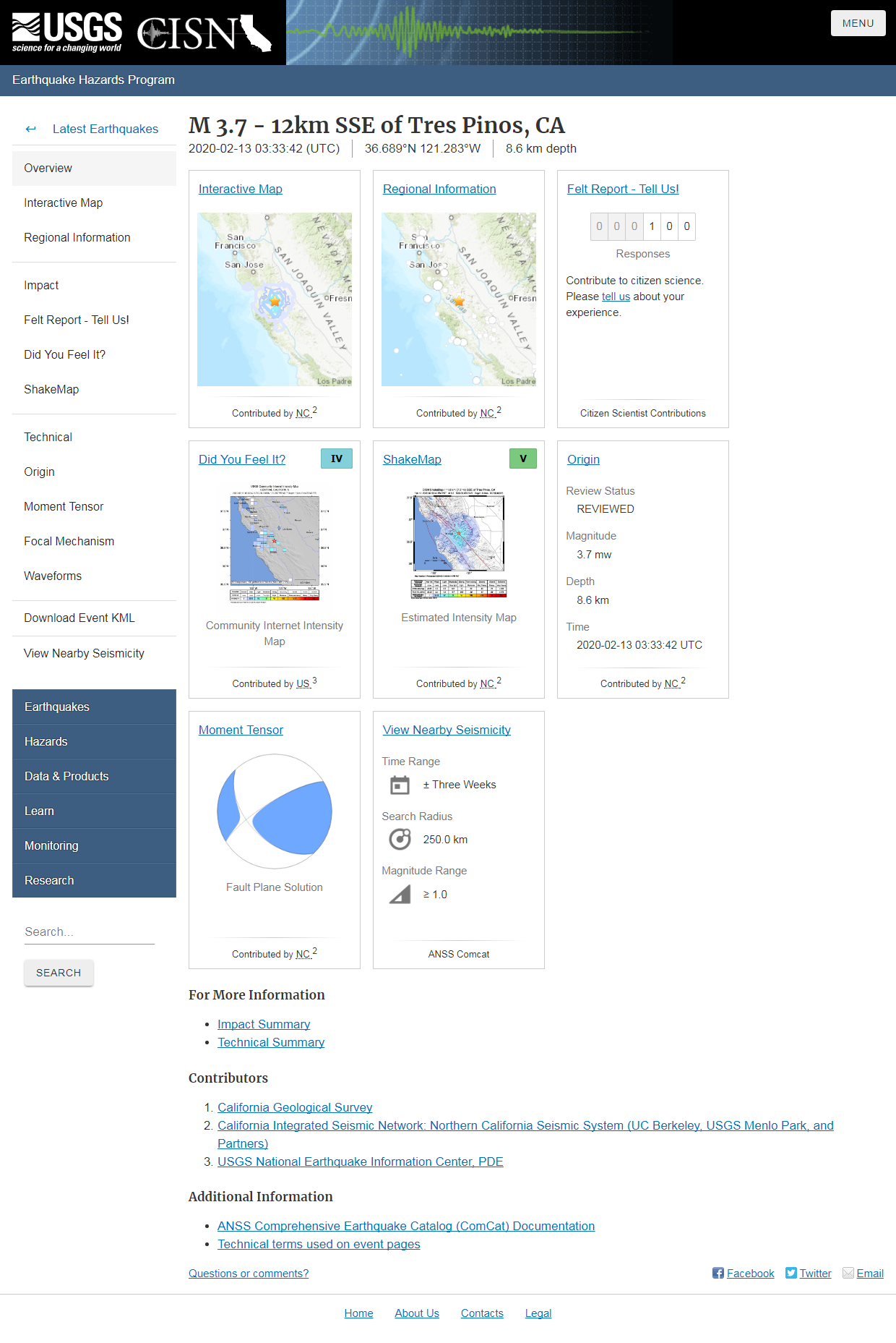 M 3.7 - 12km SSE of Tres Pinos, CA.png