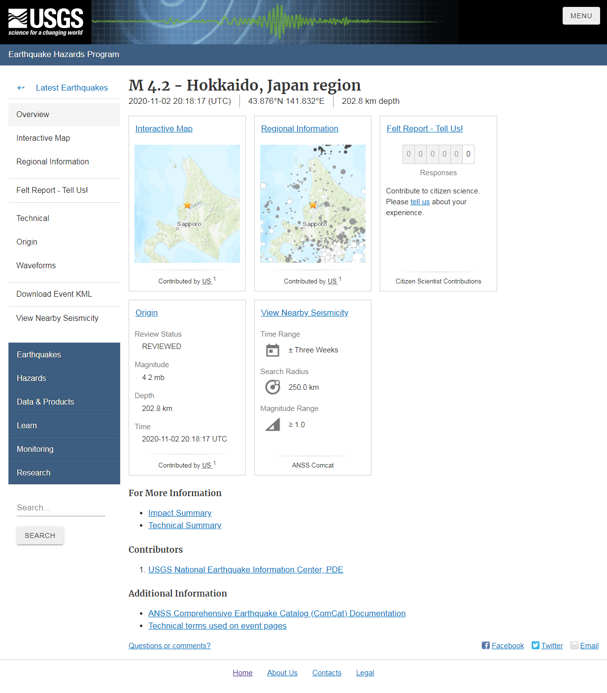 M 4.2 - Hokkaido, Japan region.png