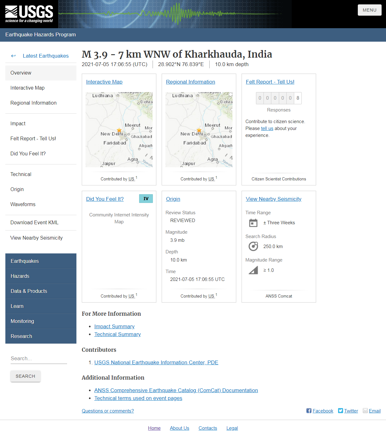 M 3.9 - 7 km WNW of Kharkhauda, India.png